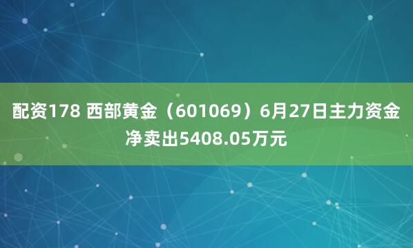 配资178 西部黄金（601069）6月27日主力资金净卖出5408.05万元